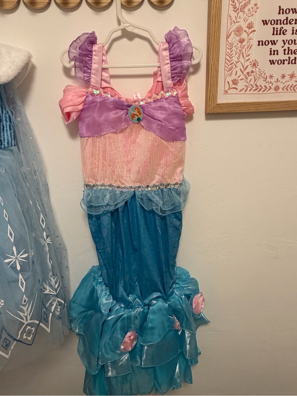 Girls Pink Purple and Teal Mermaid Costume Dress